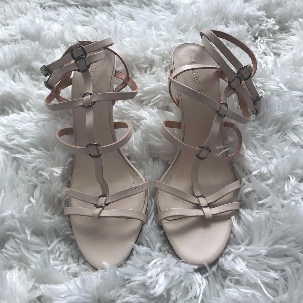 JCREW Blush Italian Leather Gladiator Heels S-11